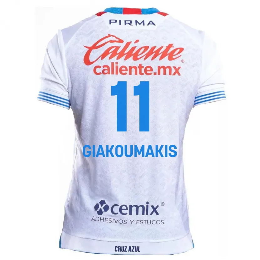 Danxen Hombre Camiseta Georgios Giakoumakis #11 Blanco Azul 2ª Equipación 2024/25 La Camisa