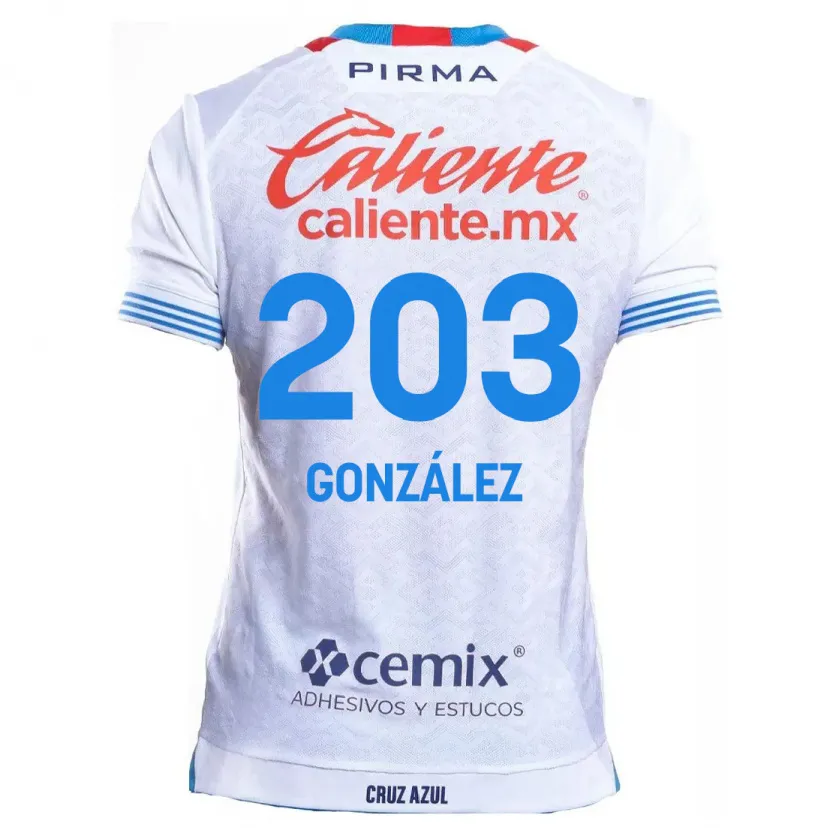 Danxen Hombre Camiseta Rogelio González #203 Blanco Azul 2ª Equipación 2024/25 La Camisa