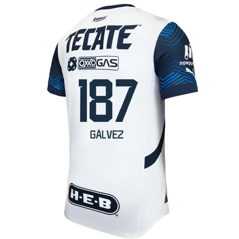Danxen Hombre Camiseta Omar Gálvez #187 Blanco Azul 2ª Equipación 2024/25 La Camisa