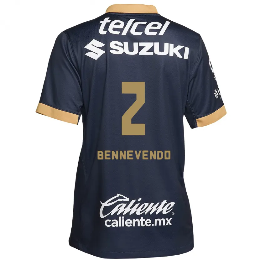 Danxen Hombre Camiseta Pablo Bennevendo #2 Obsidiana Dorada Blanca 2ª Equipación 2024/25 La Camisa