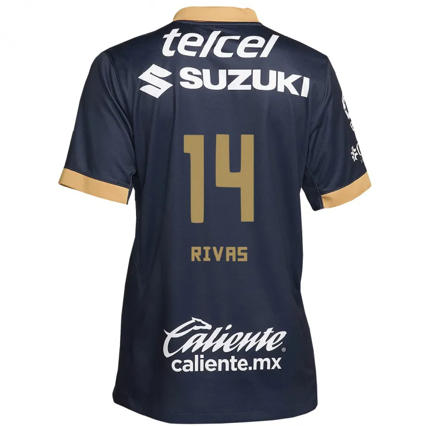 Danxen Hombre Camiseta Jesús Rivas #14 Obsidiana Dorada Blanca 2ª Equipación 2024/25 La Camisa