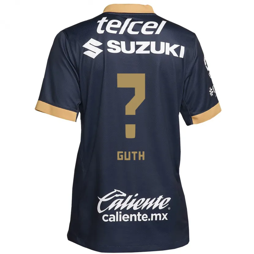 Danxen Hombre Camiseta Tiago Guth #0 Obsidiana Dorada Blanca 2ª Equipación 2024/25 La Camisa