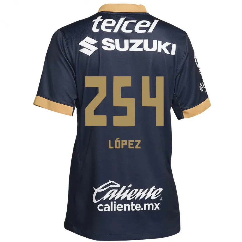 Danxen Hombre Camiseta Santiago López #254 Obsidiana Dorada Blanca 2ª Equipación 2024/25 La Camisa