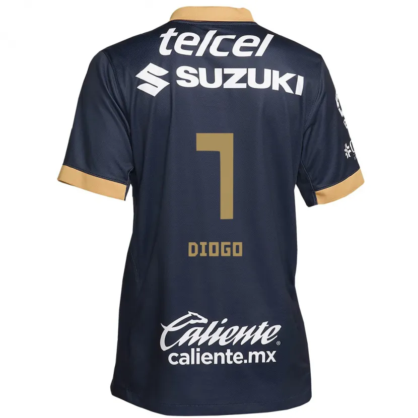 Danxen Hombre Camiseta Diogo #7 Obsidiana Dorada Blanca 2ª Equipación 2024/25 La Camisa