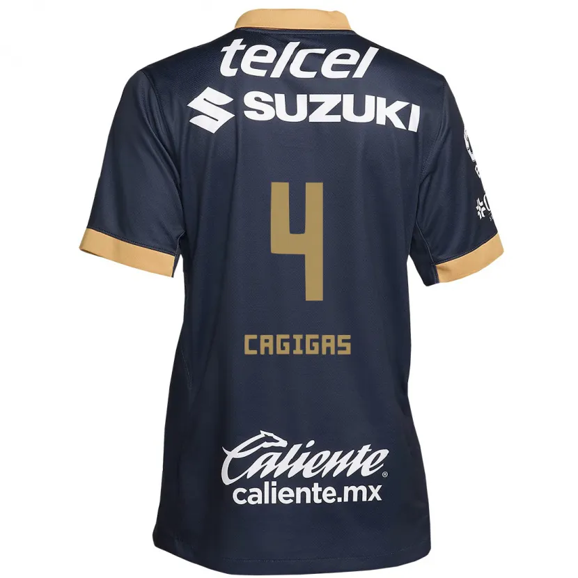 Danxen Hombre Camiseta Deneva Cagigas #4 Obsidiana Dorada Blanca 2ª Equipación 2024/25 La Camisa