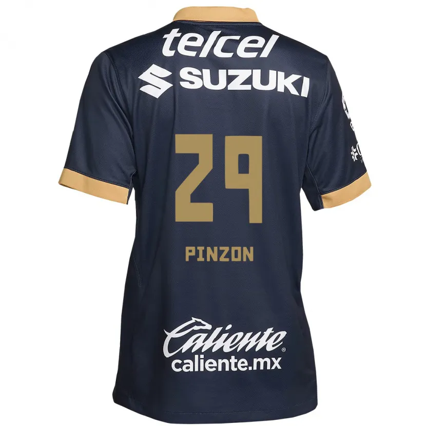 Danxen Hombre Camiseta Liceth Pinzon #29 Obsidiana Dorada Blanca 2ª Equipación 2024/25 La Camisa