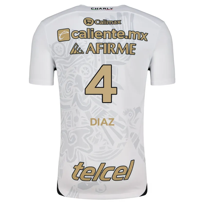 Danxen Hombre Camiseta Nicolás Díaz #4 Blanco Negro 2ª Equipación 2024/25 La Camisa