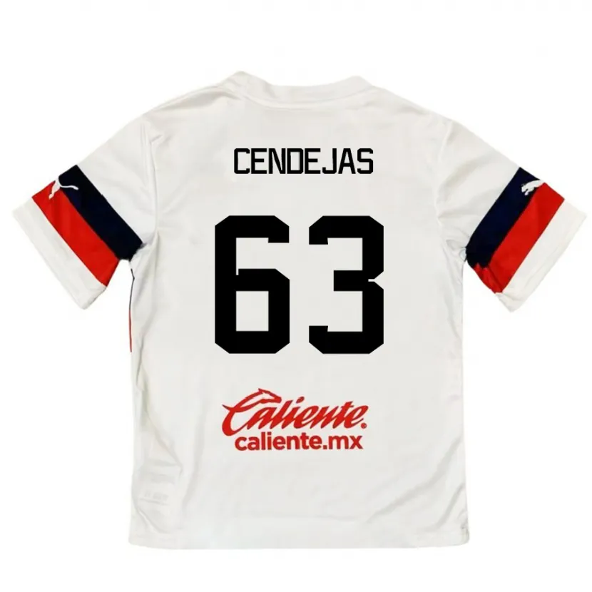 Danxen Hombre Camiseta Matías Cendejas #63 Blanco Rojo 2ª Equipación 2024/25 La Camisa
