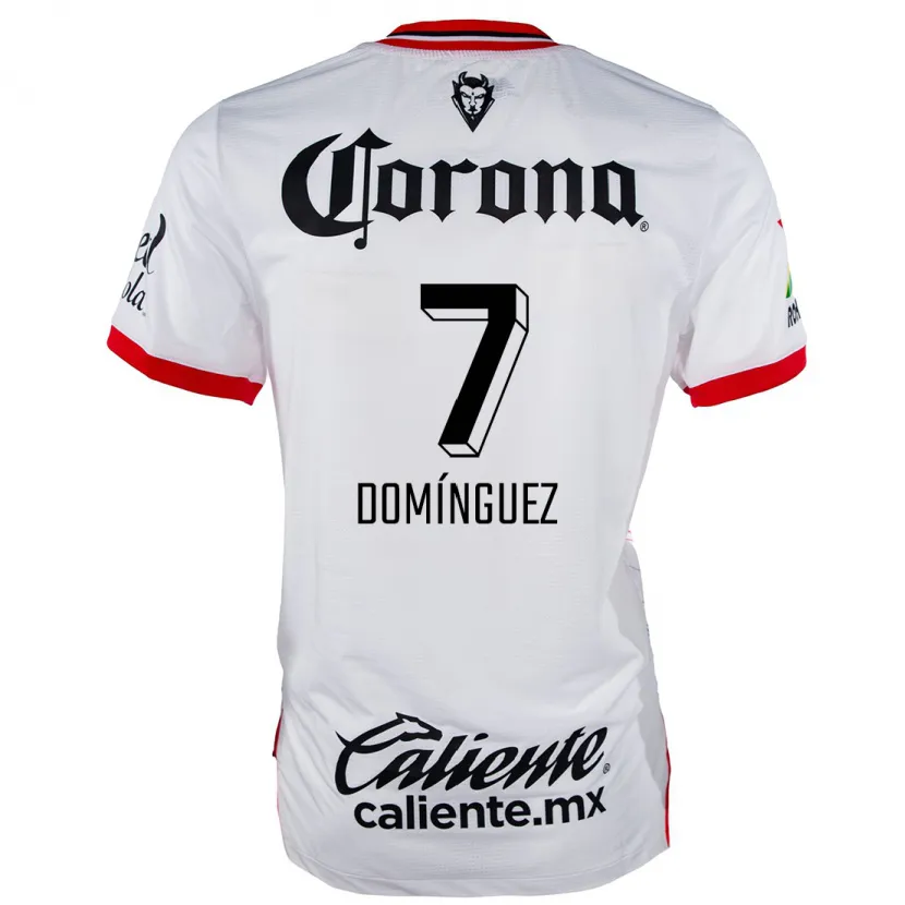 Danxen Hombre Camiseta Juan Domínguez #7 Blanco Rojo 2ª Equipación 2024/25 La Camisa