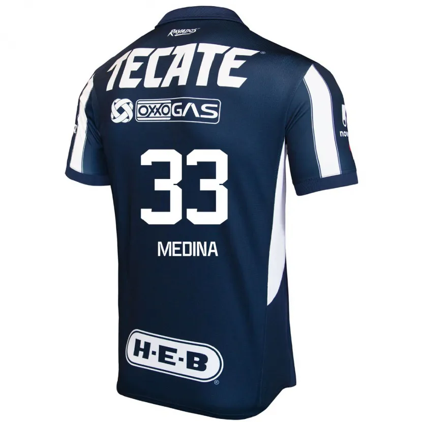Danxen Mujer Camiseta Stefan Medina #33 Azul Rojo Blanco 1ª Equipación 2024/25 La Camisa