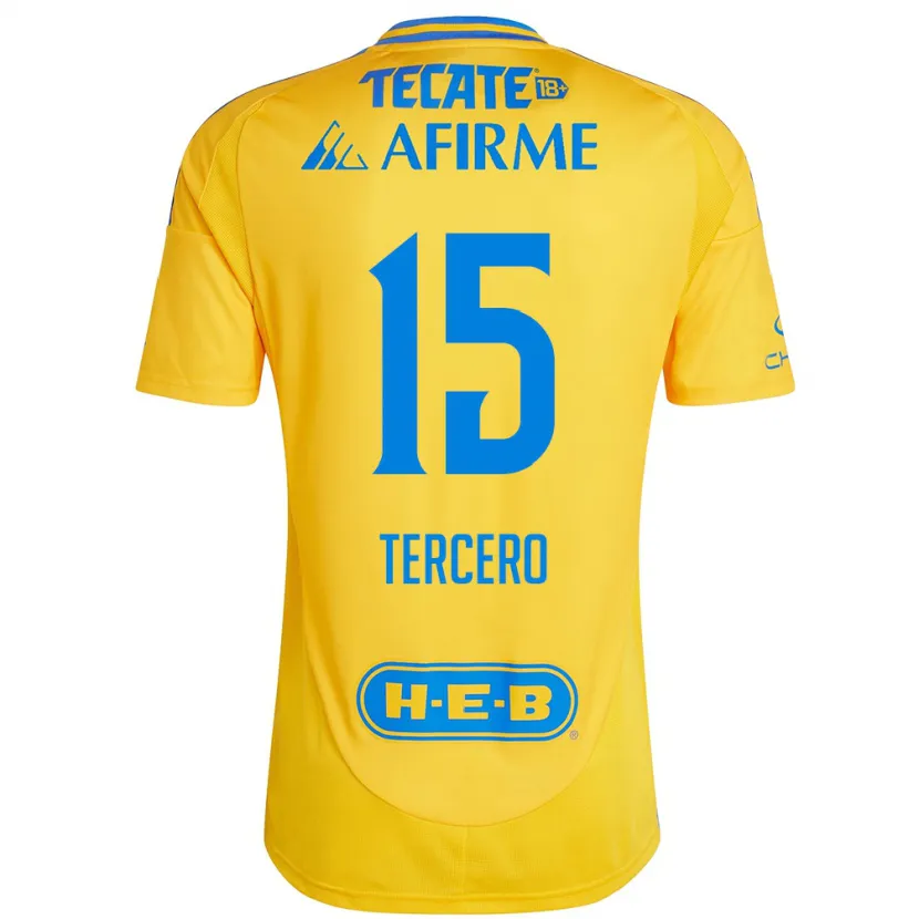 Danxen Mujer Camiseta Eduardo Tercero #15 Oro Amarillo 1ª Equipación 2024/25 La Camisa