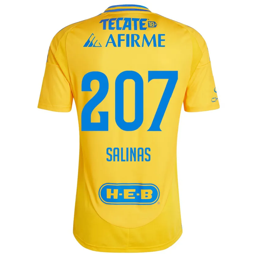 Danxen Mujer Camiseta Marcelo Salinas #207 Oro Amarillo 1ª Equipación 2024/25 La Camisa