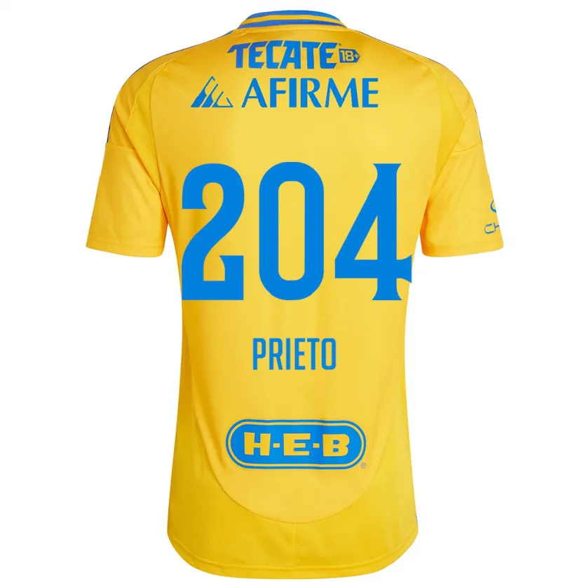 Danxen Mujer Camiseta Leonel Prieto #204 Oro Amarillo 1ª Equipación 2024/25 La Camisa
