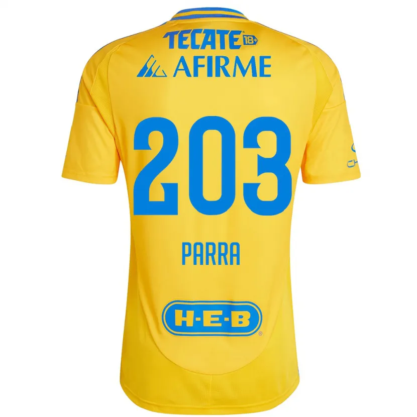 Danxen Mujer Camiseta Bernardo Parra #203 Oro Amarillo 1ª Equipación 2024/25 La Camisa