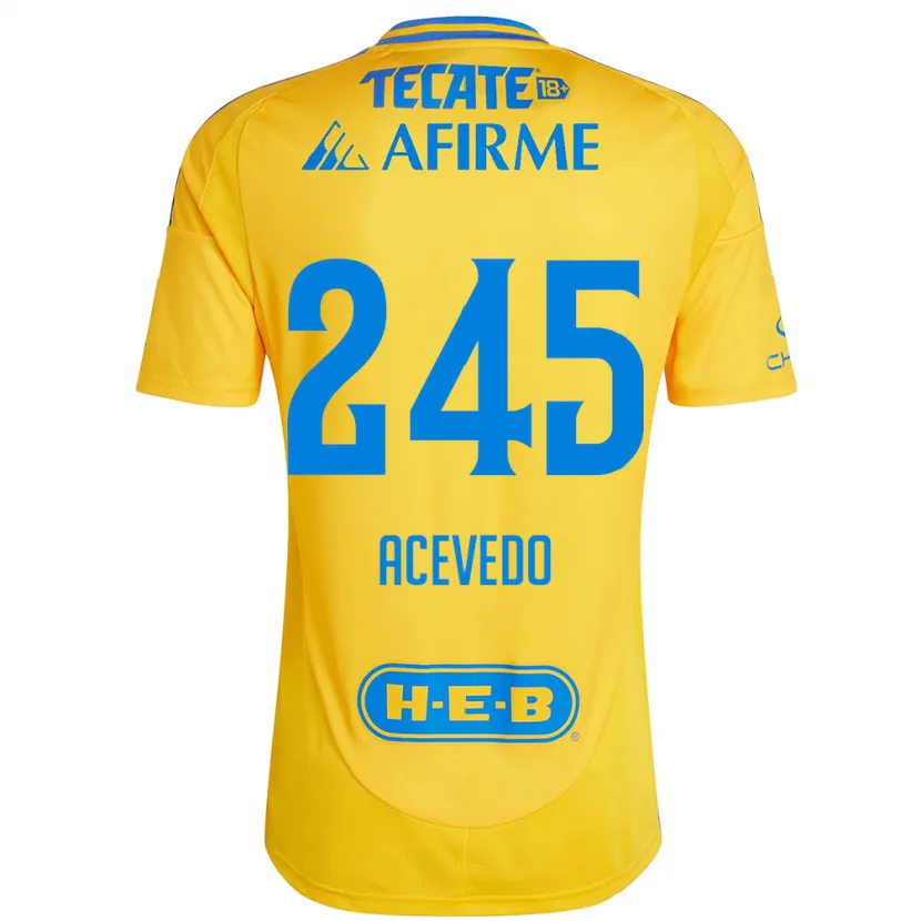 Danxen Mujer Camiseta Kevin Acevedo #245 Oro Amarillo 1ª Equipación 2024/25 La Camisa