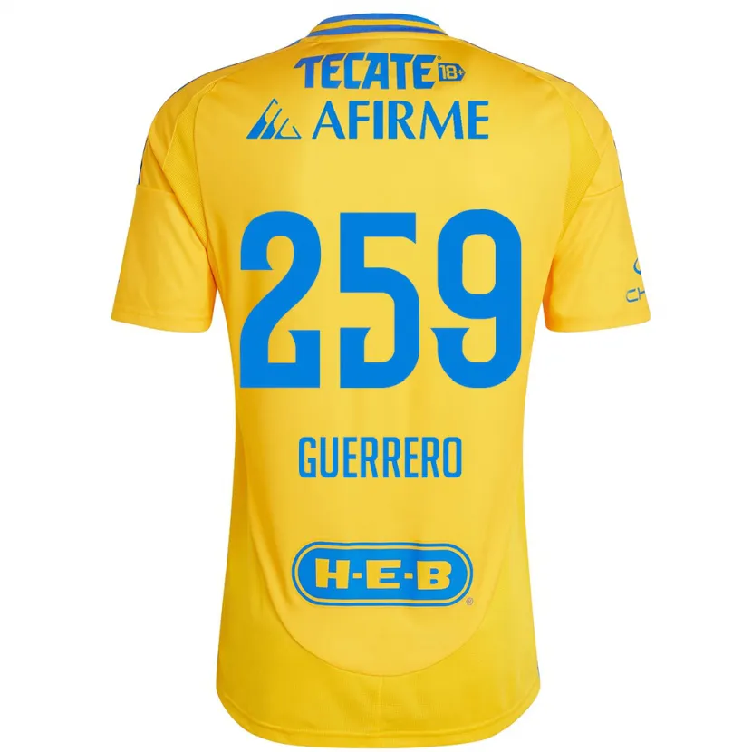 Danxen Mujer Camiseta Erick Guerrero #259 Oro Amarillo 1ª Equipación 2024/25 La Camisa