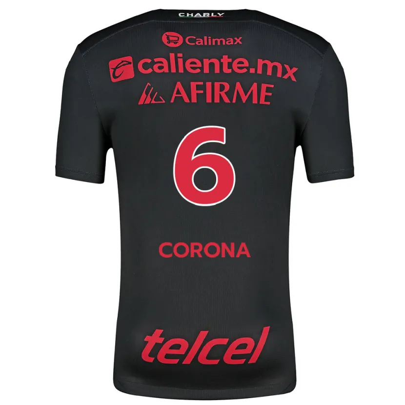 Danxen Mujer Camiseta Joe Corona #6 Negro Rojo 1ª Equipación 2024/25 La Camisa