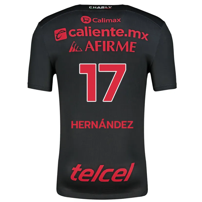 Danxen Mujer Camiseta Rubén Hernández #17 Negro Rojo 1ª Equipación 2024/25 La Camisa