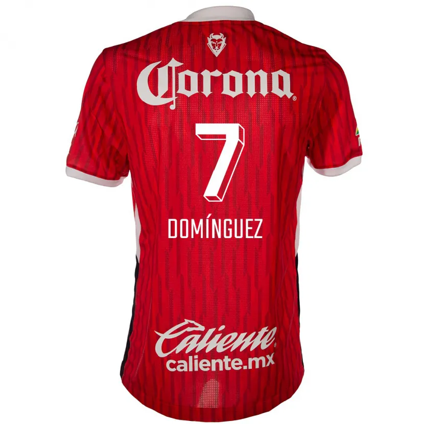 Danxen Mujer Camiseta Juan Domínguez #7 Rojo Blanco 1ª Equipación 2024/25 La Camisa