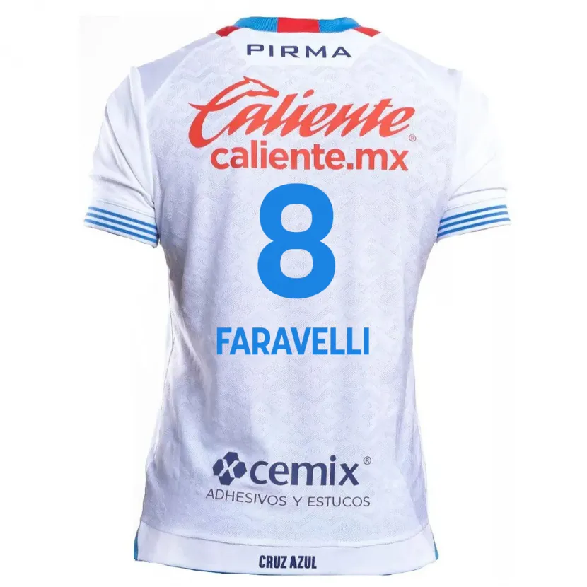 Danxen Mujer Camiseta Lorenzo Faravelli #8 Blanco Azul 2ª Equipación 2024/25 La Camisa