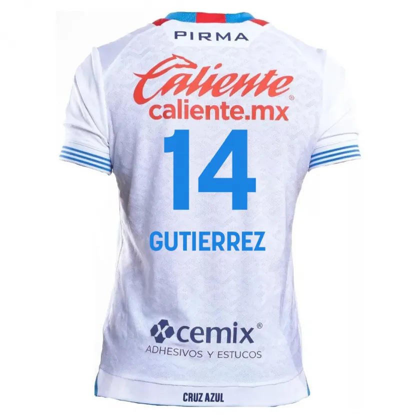 Danxen Mujer Camiseta Alexis Gutiérrez #14 Blanco Azul 2ª Equipación 2024/25 La Camisa