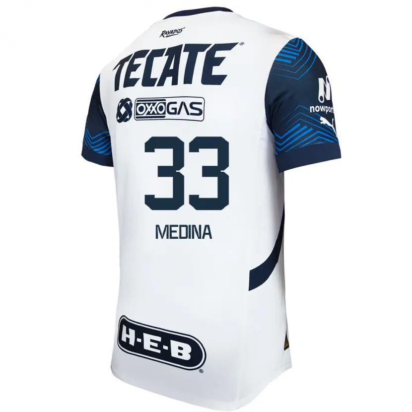 Danxen Mujer Camiseta Stefan Medina #33 Blanco Azul 2ª Equipación 2024/25 La Camisa