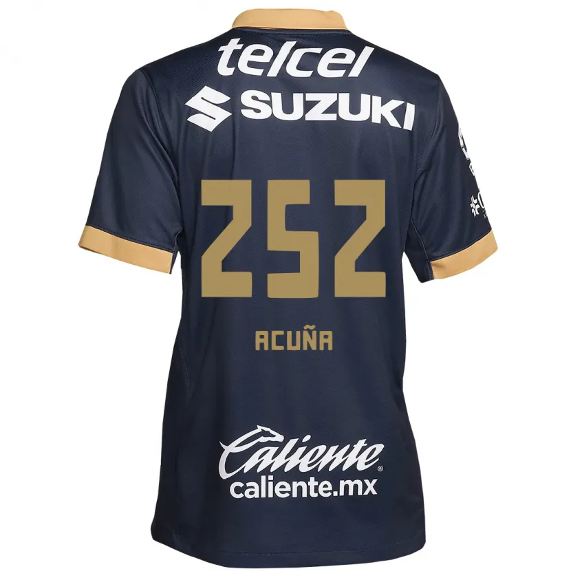 Danxen Mujer Camiseta José Acuña #252 Obsidiana Dorada Blanca 2ª Equipación 2024/25 La Camisa