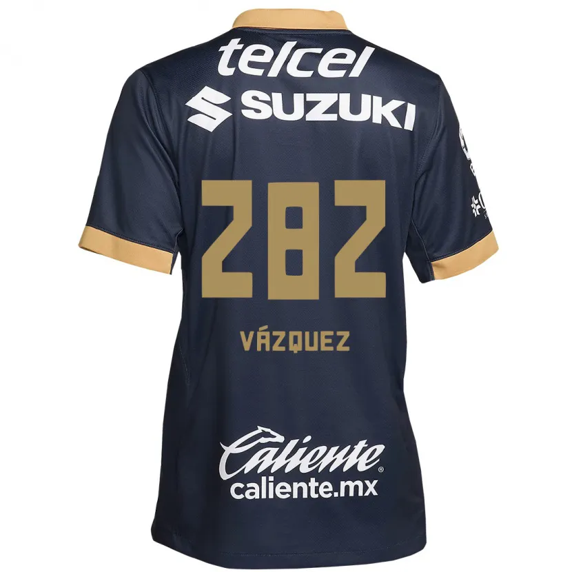 Danxen Mujer Camiseta Austin Vázquez #282 Obsidiana Dorada Blanca 2ª Equipación 2024/25 La Camisa