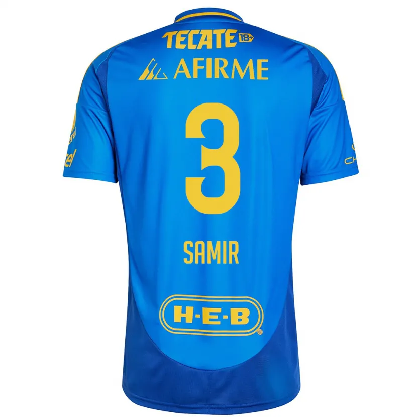Danxen Mujer Camiseta Samir Caetano #3 Azul Amarillo 2ª Equipación 2024/25 La Camisa