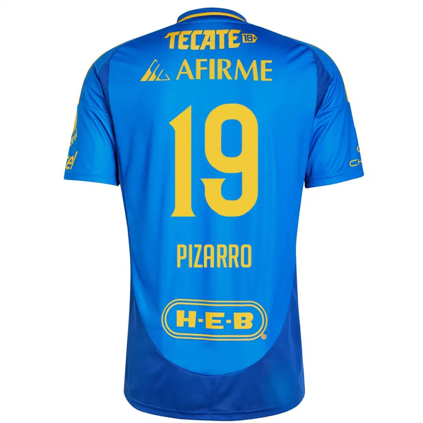 Danxen Mujer Camiseta Guido Pizarro #19 Azul Amarillo 2ª Equipación 2024/25 La Camisa