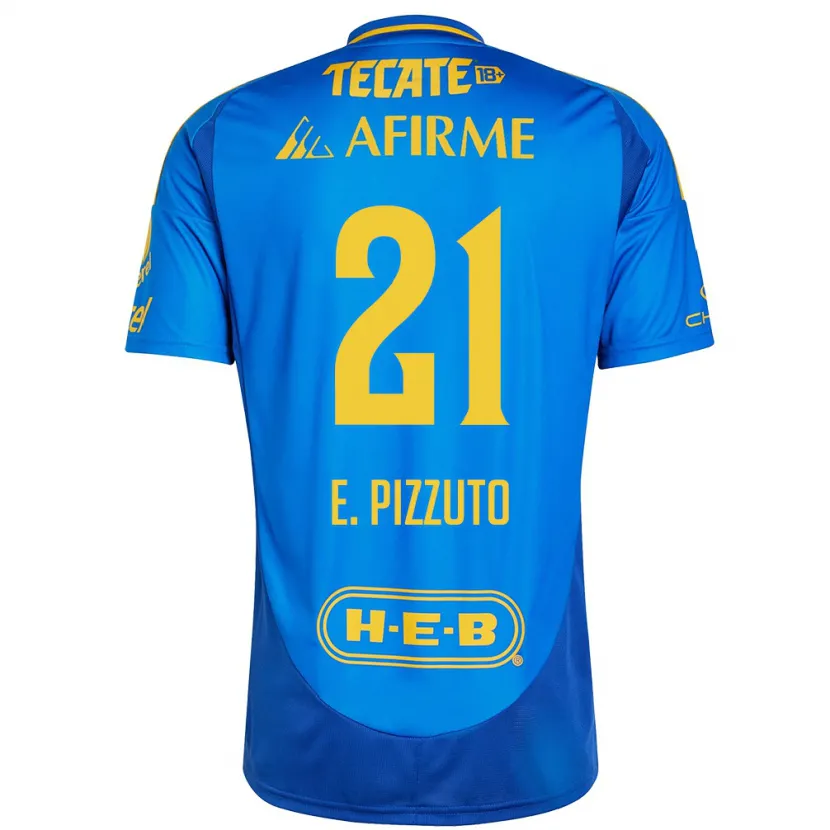 Danxen Mujer Camiseta Eugenio Pizzuto #21 Azul Amarillo 2ª Equipación 2024/25 La Camisa