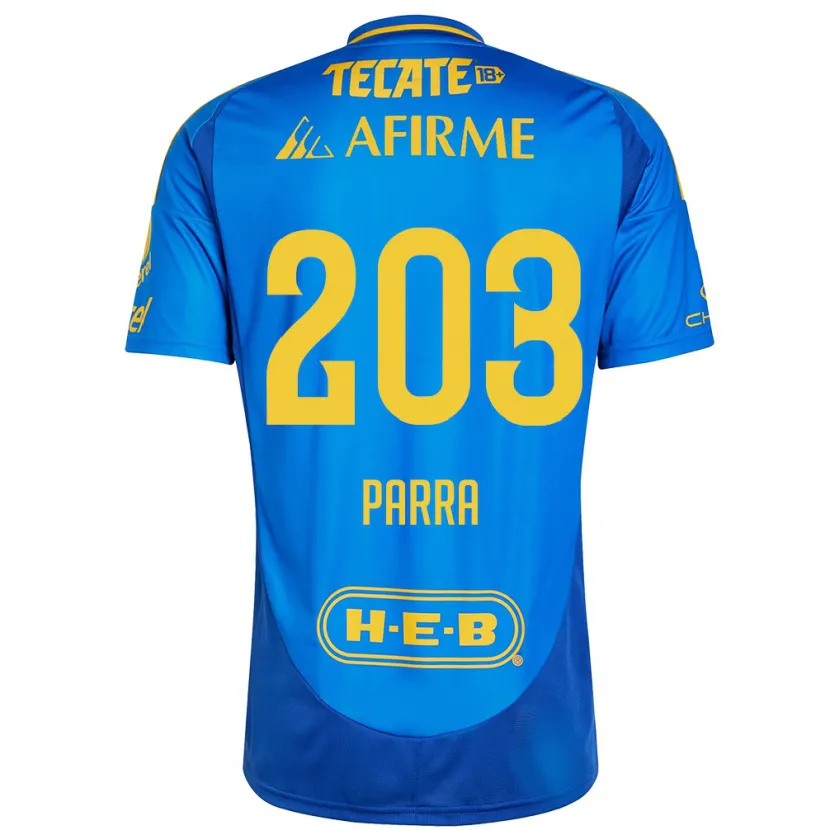 Danxen Mujer Camiseta Bernardo Parra #203 Azul Amarillo 2ª Equipación 2024/25 La Camisa
