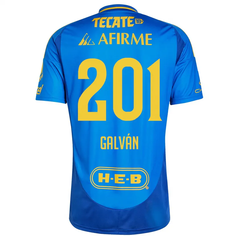 Danxen Mujer Camiseta Isac Galván #201 Azul Amarillo 2ª Equipación 2024/25 La Camisa