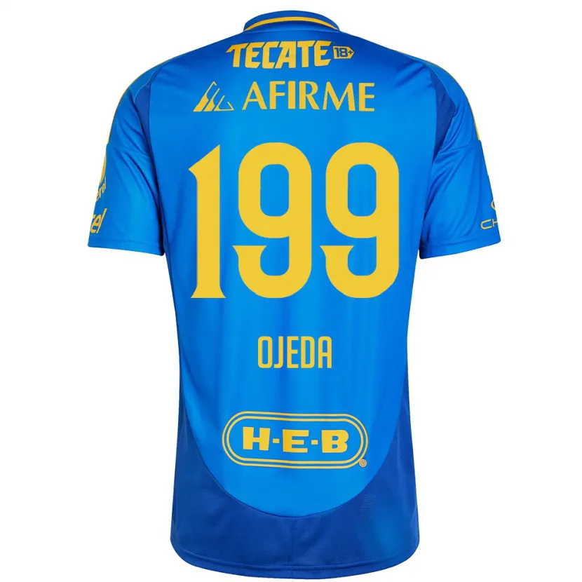 Danxen Mujer Camiseta Diego Ojeda #199 Azul Amarillo 2ª Equipación 2024/25 La Camisa