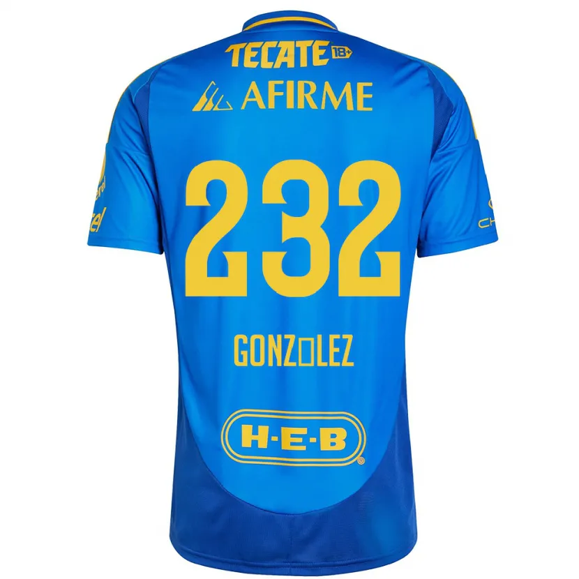 Danxen Mujer Camiseta César González #232 Azul Amarillo 2ª Equipación 2024/25 La Camisa