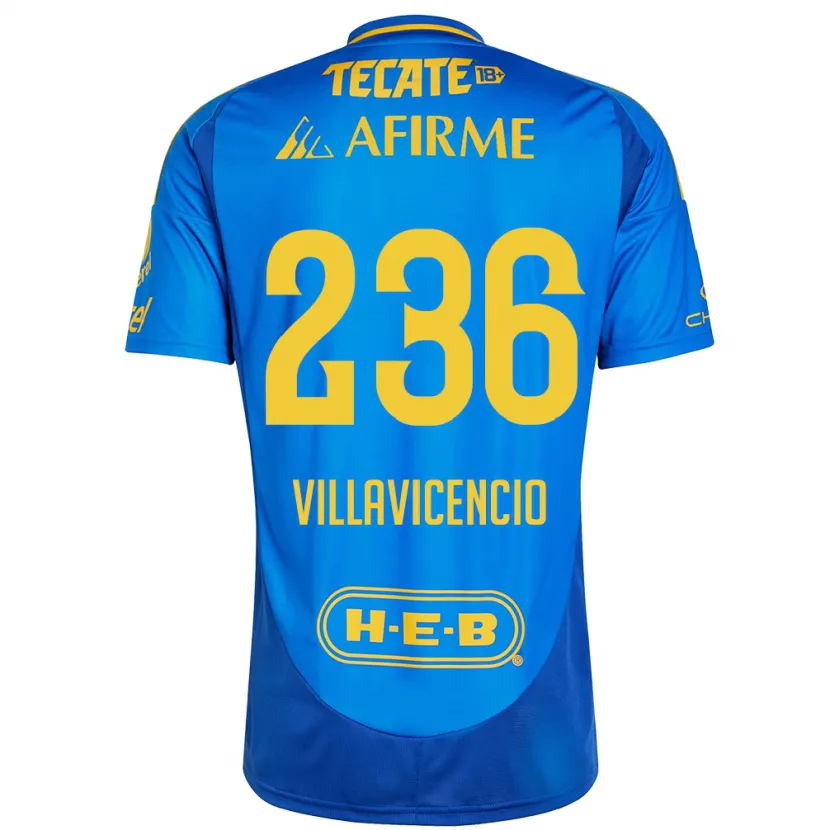 Danxen Mujer Camiseta Edgar Villavicencio #236 Azul Amarillo 2ª Equipación 2024/25 La Camisa