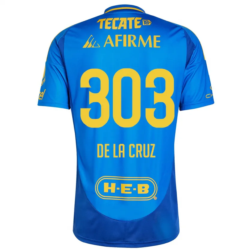 Danxen Mujer Camiseta Erick De La Cruz #303 Azul Amarillo 2ª Equipación 2024/25 La Camisa