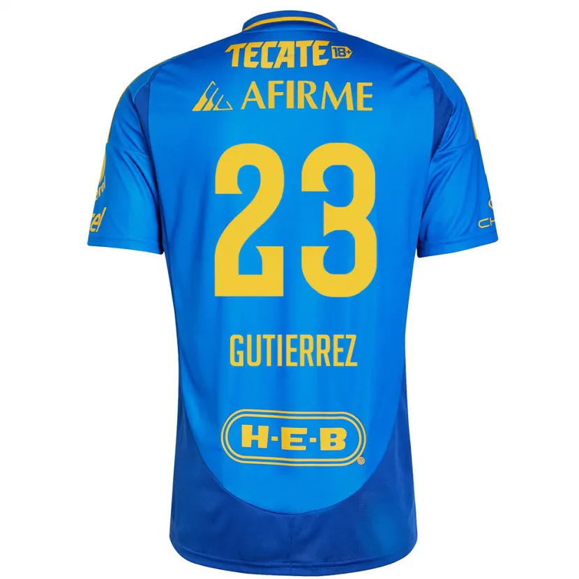 Danxen Mujer Camiseta Jana Gutierrez #23 Azul Amarillo 2ª Equipación 2024/25 La Camisa