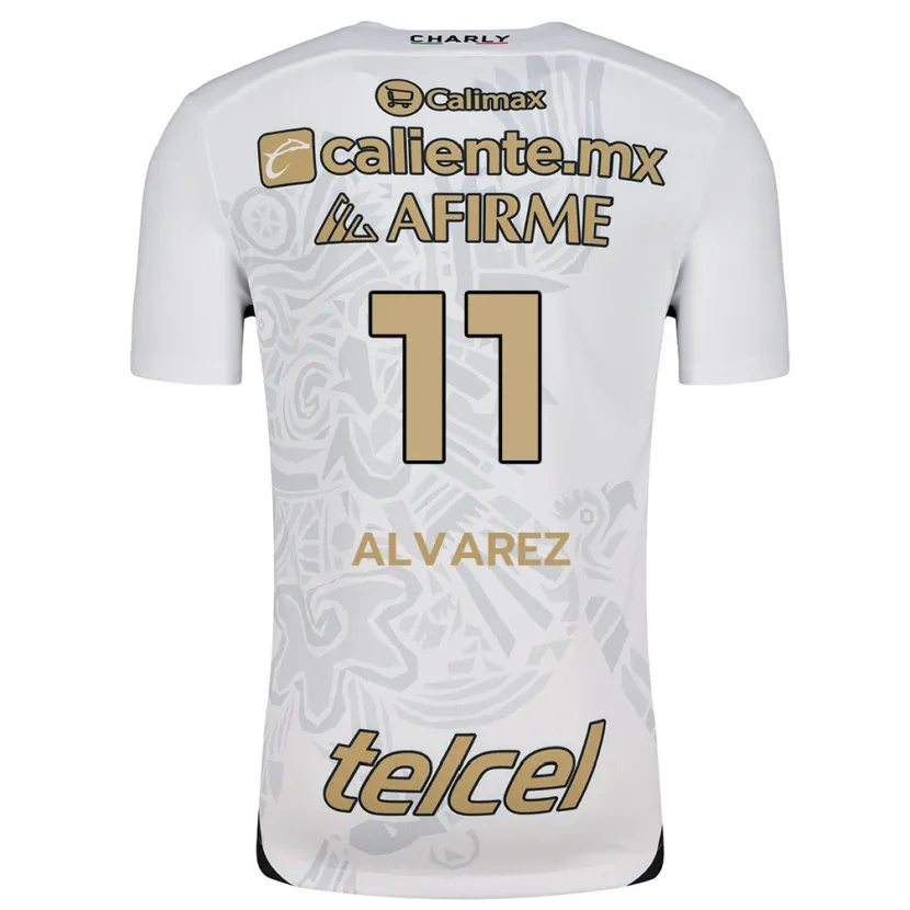 Danxen Mujer Camiseta Efraín Álvarez #11 Blanco Negro 2ª Equipación 2024/25 La Camisa