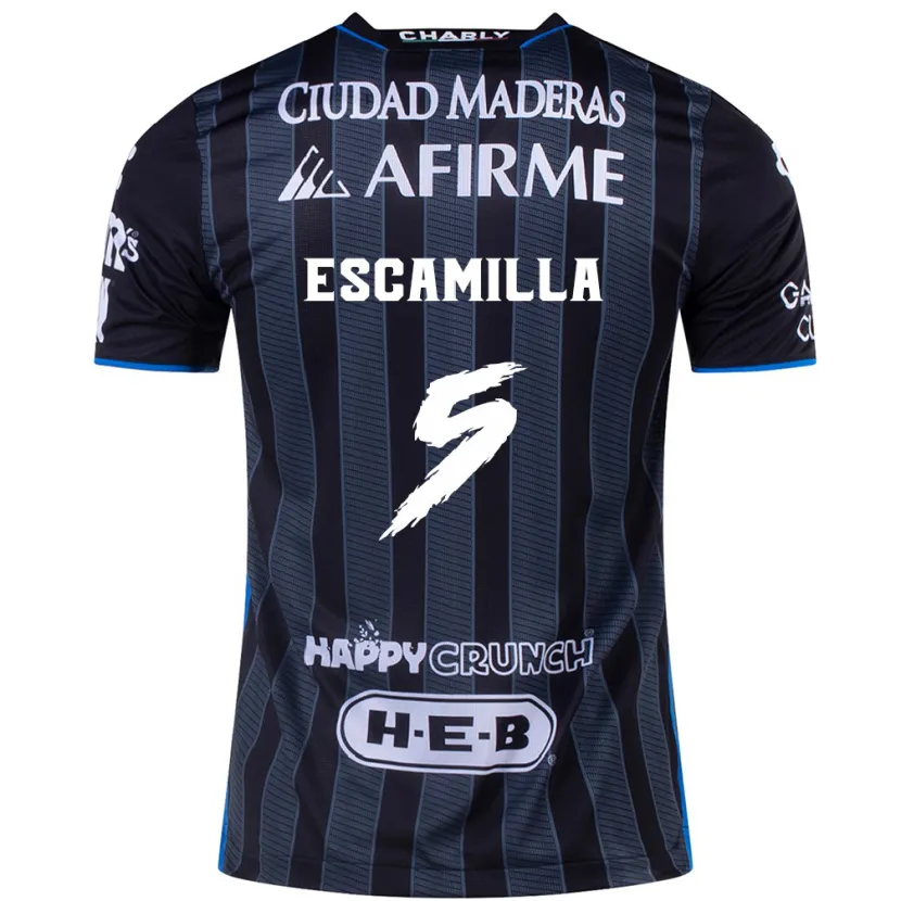 Danxen Mujer Camiseta Kevin Escamilla #5 Blanco Negro 2ª Equipación 2024/25 La Camisa