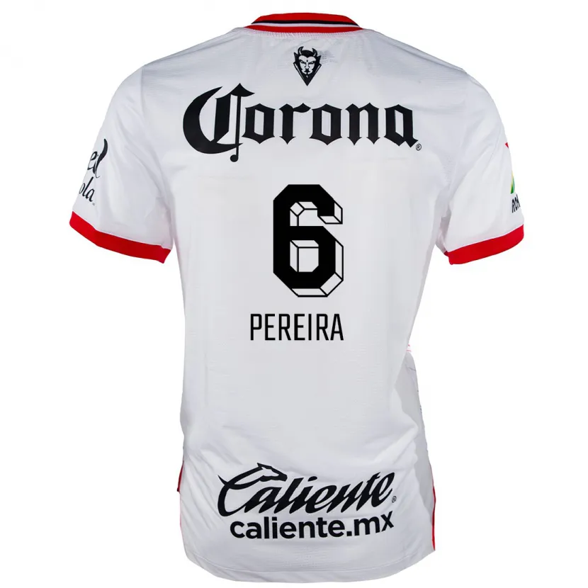 Danxen Mujer Camiseta Federico Pereira #6 Blanco Rojo 2ª Equipación 2024/25 La Camisa