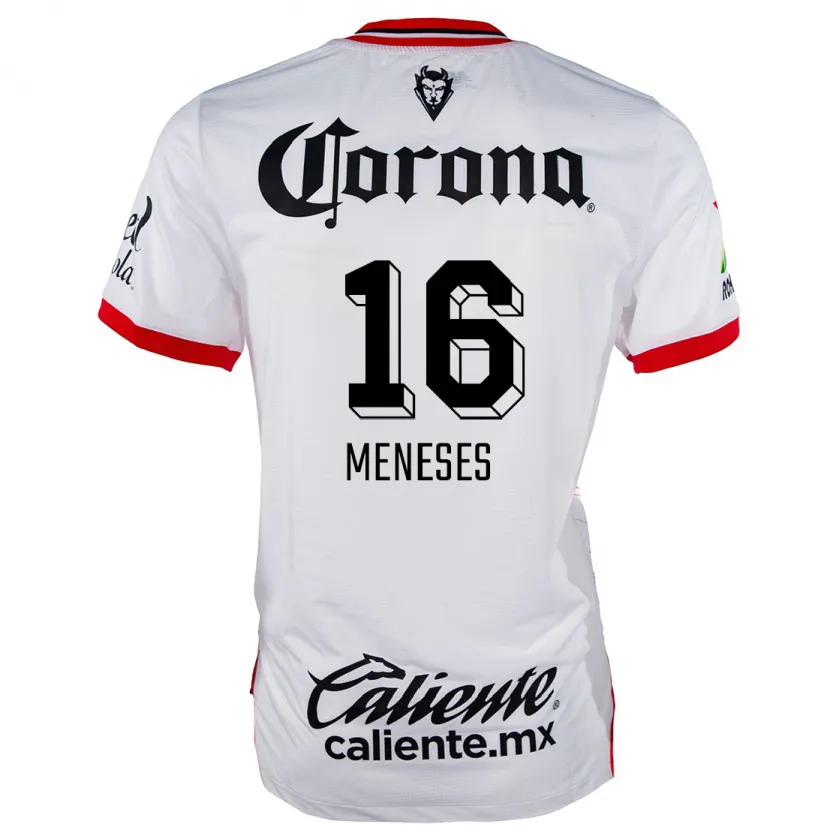 Danxen Mujer Camiseta Jean Meneses #16 Blanco Rojo 2ª Equipación 2024/25 La Camisa