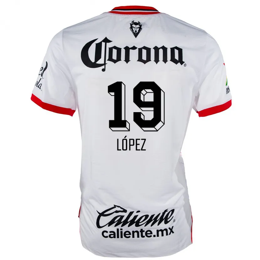 Danxen Mujer Camiseta Iván López #19 Blanco Rojo 2ª Equipación 2024/25 La Camisa