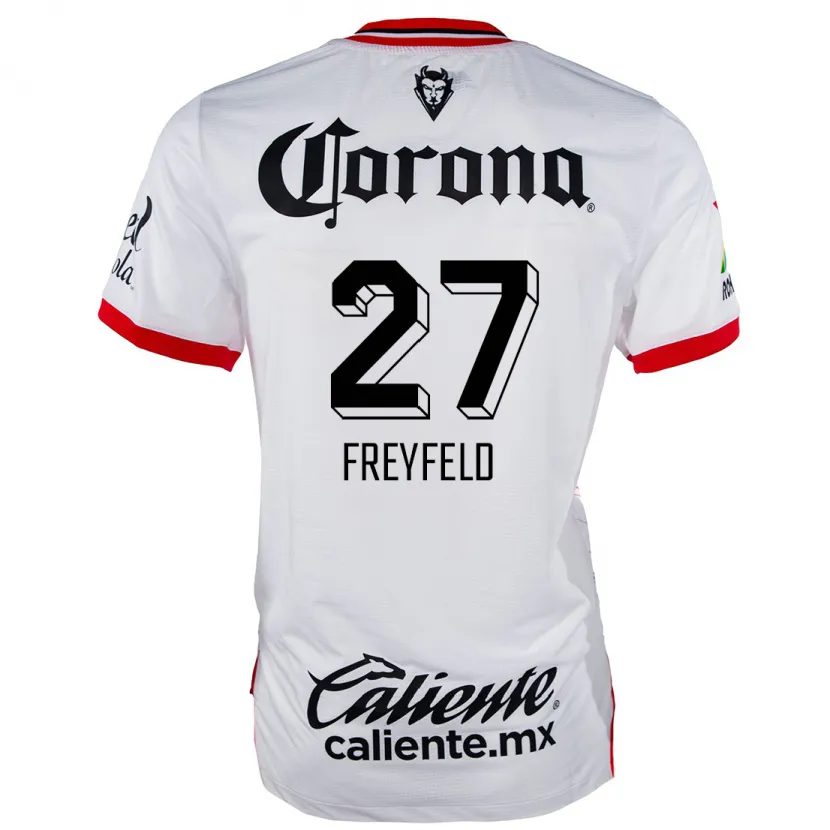 Danxen Mujer Camiseta Emiliano Freyfeld #27 Blanco Rojo 2ª Equipación 2024/25 La Camisa