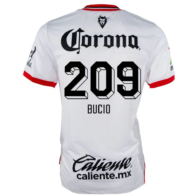 Danxen Mujer Camiseta Sebastián Bucio #209 Blanco Rojo 2ª Equipación 2024/25 La Camisa