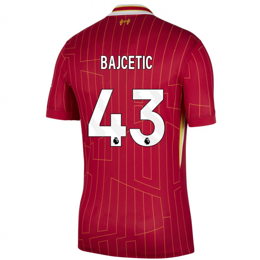 Danxen Niño Camiseta Stefan Bajcetic #43 Rojo Amarillo Blanco 1ª Equipación 2024/25 La Camisa