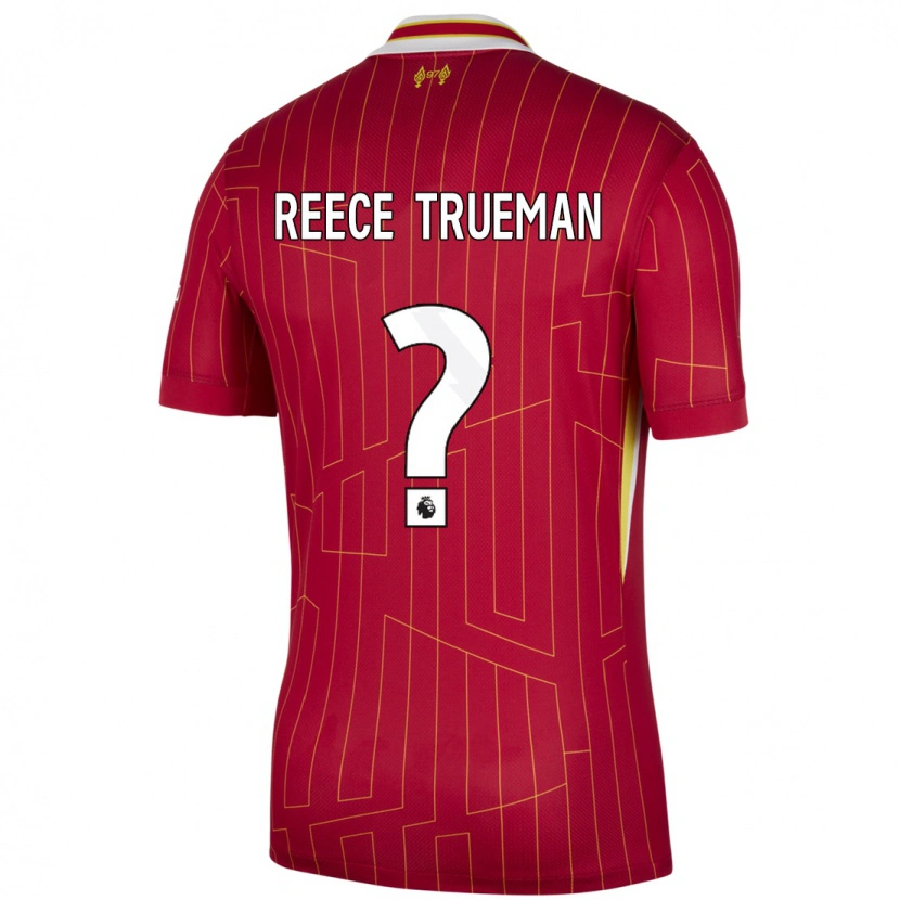 Danxen Niño Camiseta Reece Trueman #0 Rojo Amarillo Blanco 1ª Equipación 2024/25 La Camisa