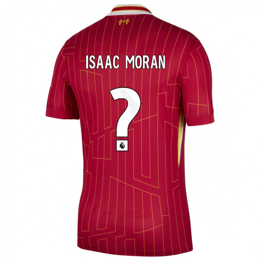 Danxen Niño Camiseta Isaac Moran #0 Rojo Amarillo Blanco 1ª Equipación 2024/25 La Camisa