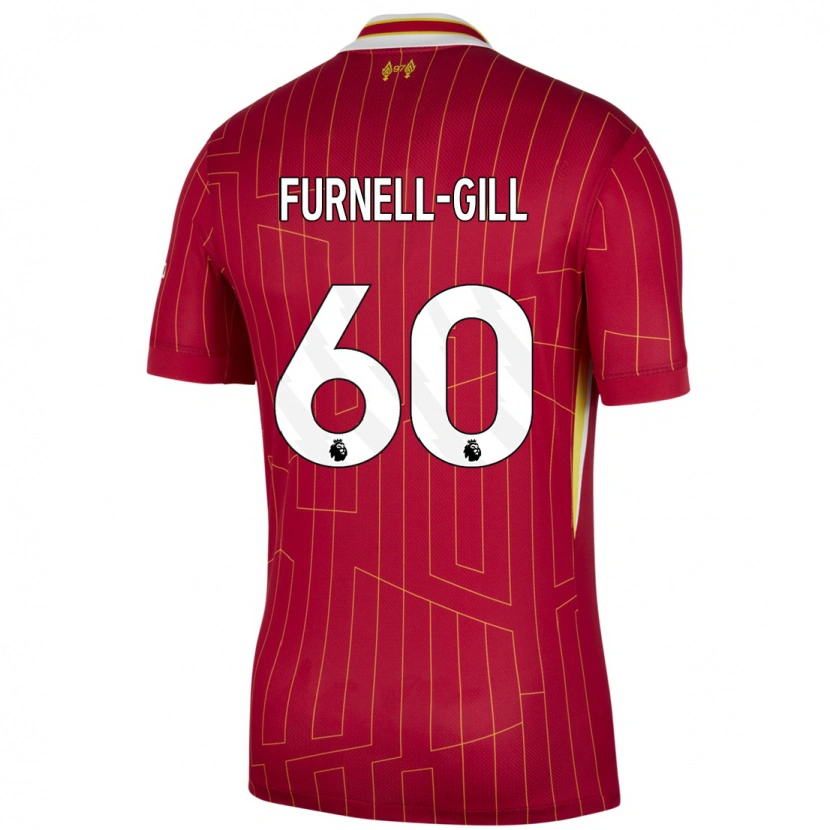 Danxen Niño Camiseta Luca Furnell-Gill #60 Rojo Amarillo Blanco 1ª Equipación 2024/25 La Camisa