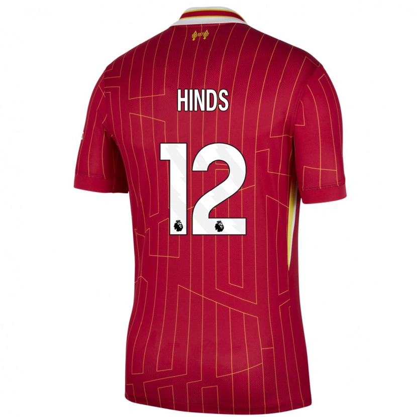 Danxen Niño Camiseta Taylor Hinds #12 Rojo Amarillo Blanco 1ª Equipación 2024/25 La Camisa
